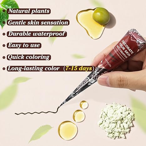 🌿 Complete Henna Kit – 3 Brown Cones + Reusable Templates + Outline Pen 🌿 Create stunning henna designs at home – no experience needed!